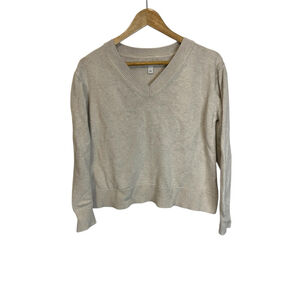 Women's Daily Ritual Beige V-Neck Sweater S